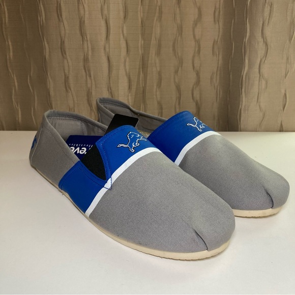 NFL Detroit Lions Men's Large 11-12 Espadrille Canvas Shoe FOCO Gray Blue NWT - Picture 5 of 16